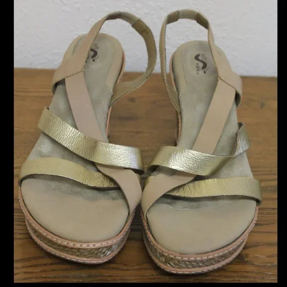 #20 NWOB Soft Walk Tan Platform Slingback Sandals 10.5N - Picture 3 of 16